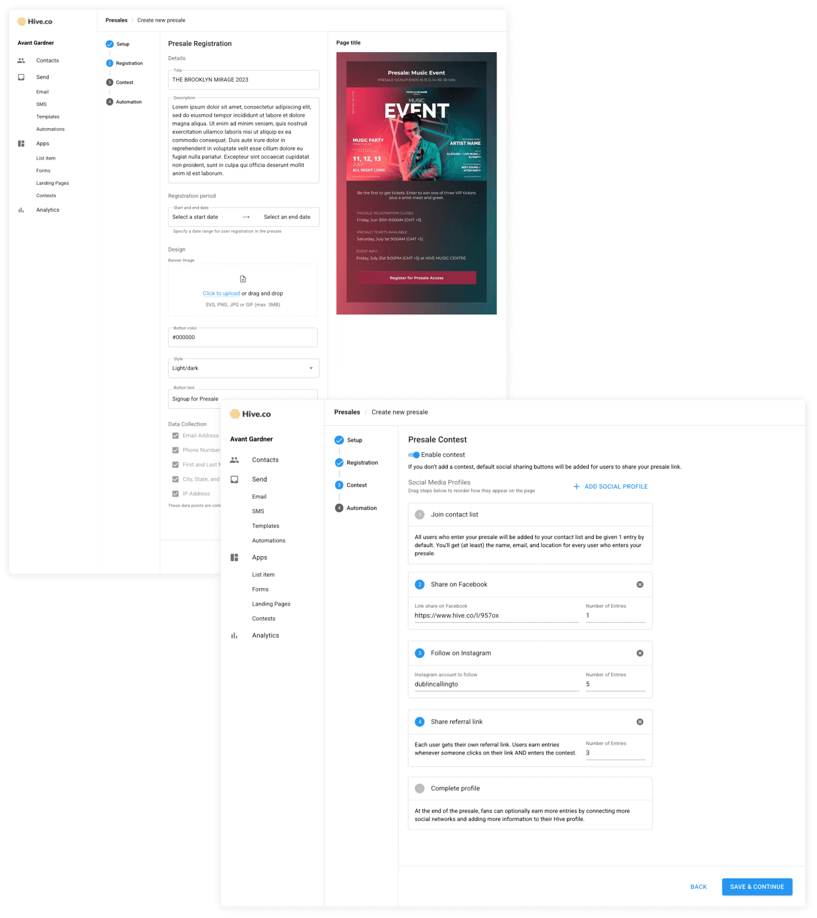 Presale signup and automated follow-up flow