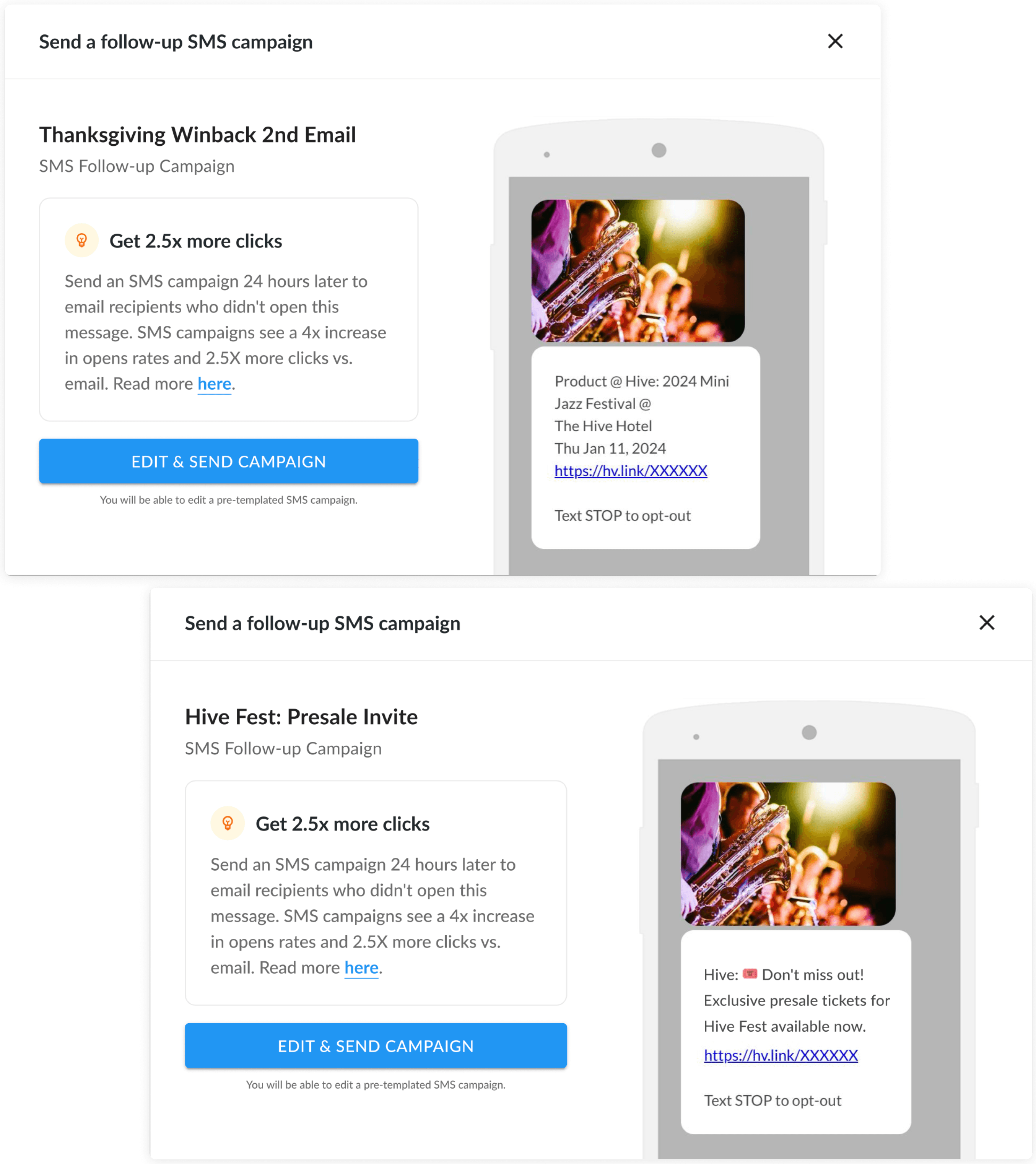 Creating an SMS version of an email campaign