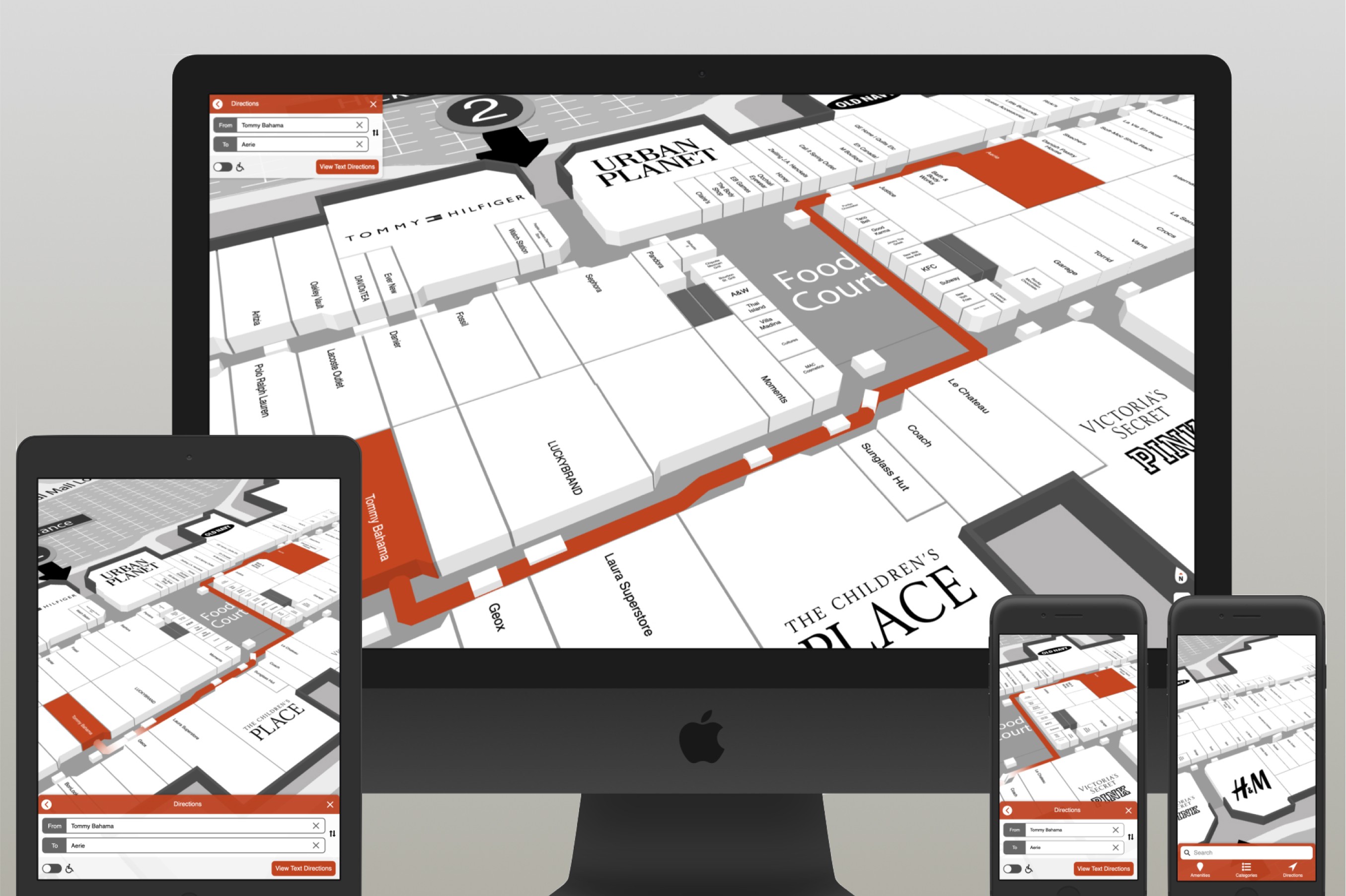 Mappedin Web indoor map and directions on desktop and mobile devices