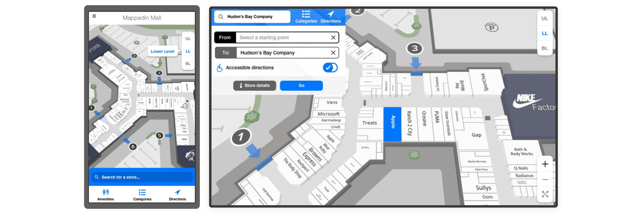 Responsive Mappedin Web experience across screen sizes