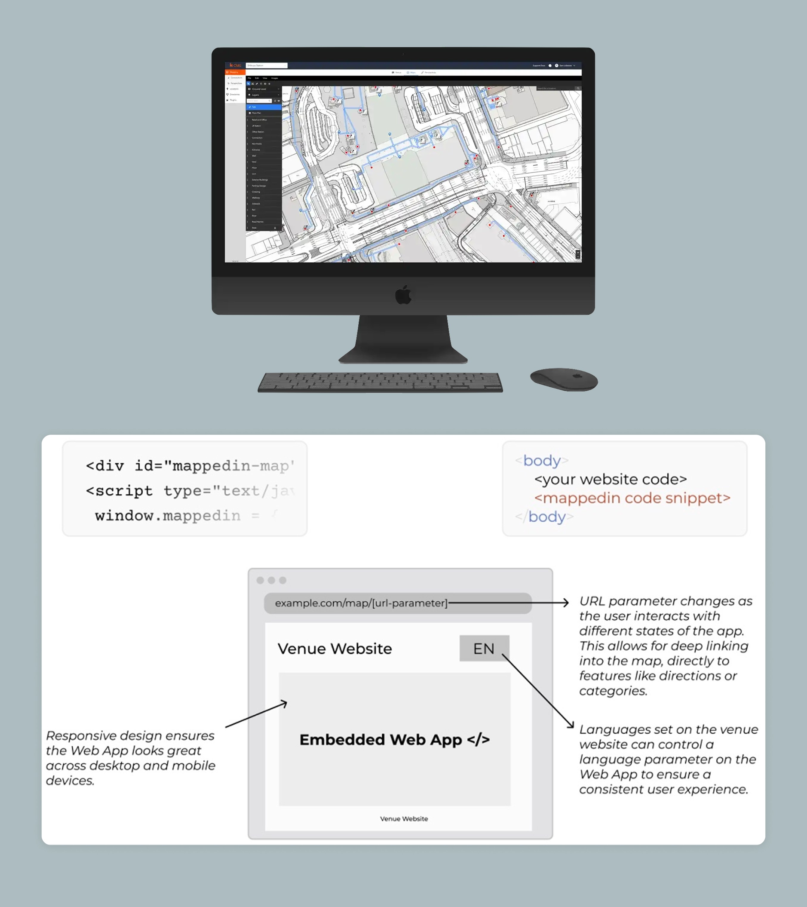 Mappedin Web embedded in a venue website